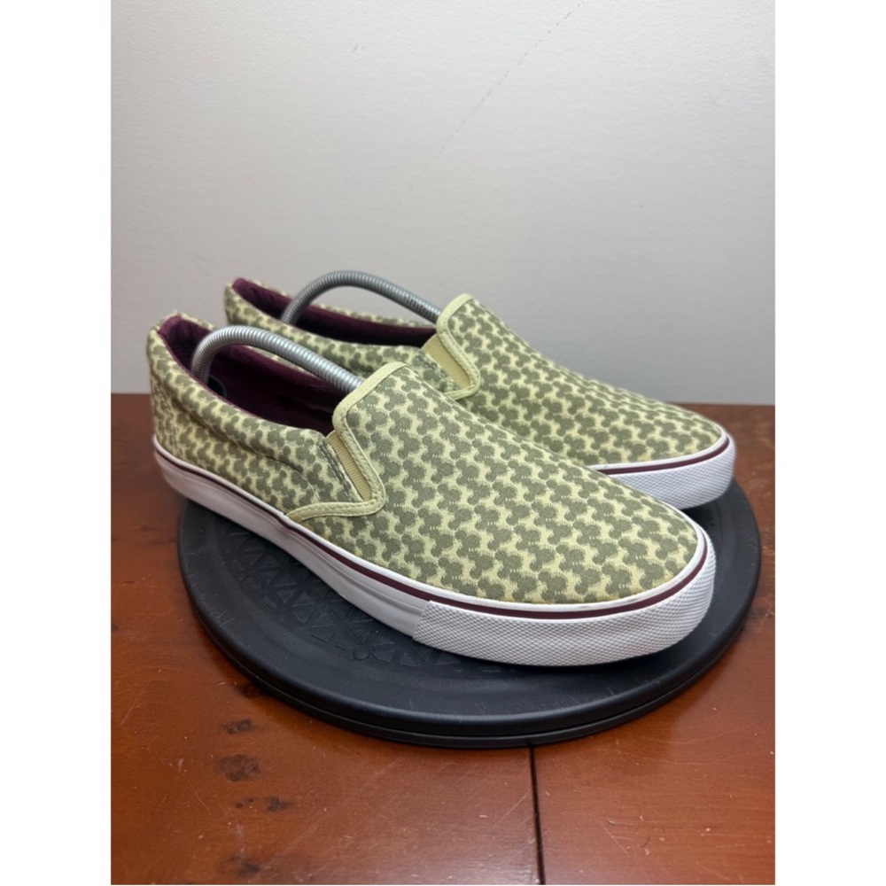 Disney Parks Olive Green Canvas Slip On Shoes Mickey Mouse Print Mens 10 - Picture 10 of 10